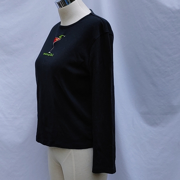 Ladies embroidered Merrytini Christmas t-shirt, Mac & Belle sz M, black - Picture 4 of 8